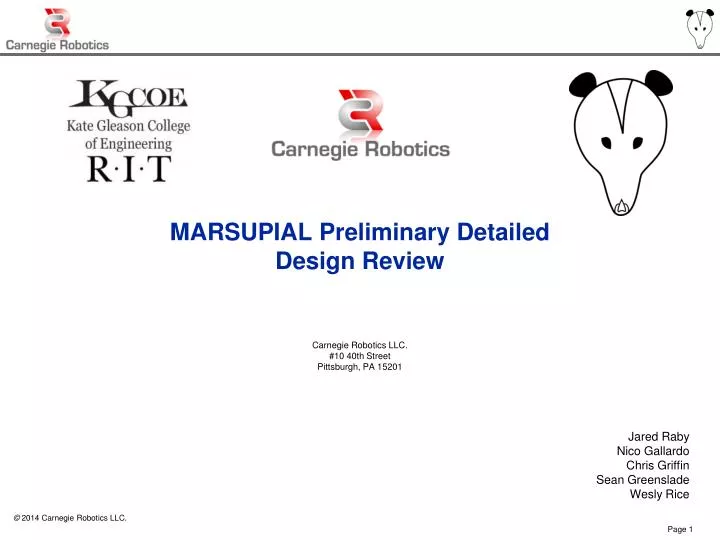 marsupial preliminary detailed design review