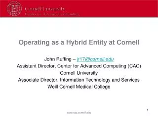 Operating as a Hybrid Entity at Cornell