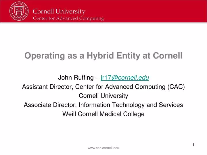 operating as a hybrid entity at cornell