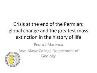 Pedro J Marenco Bryn Mawr College Department of Geology