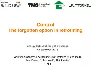 Control The forgotten option in retrofitting