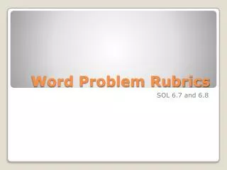 Word Problem Rubrics