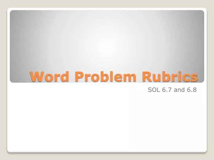 word problem rubrics