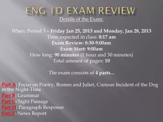 ENG 1D Exam Review