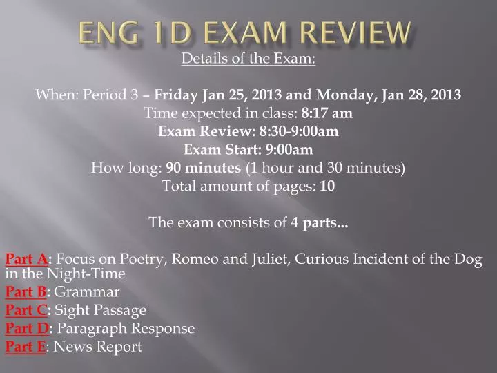 eng 1d exam review