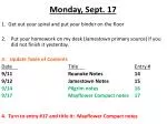 Monday , Sept. 17 - slide 1