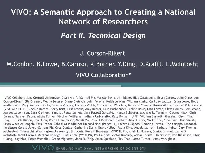 vivo a semantic approach to creating a national network of researchers part ii technical design
