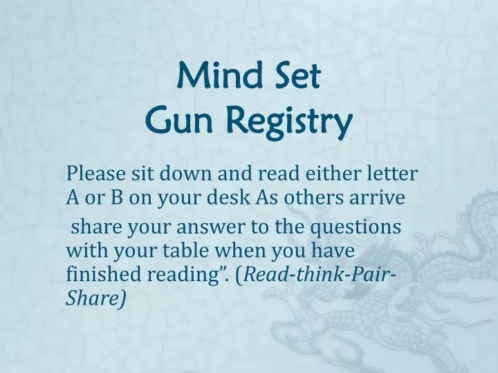 mind set gun registry