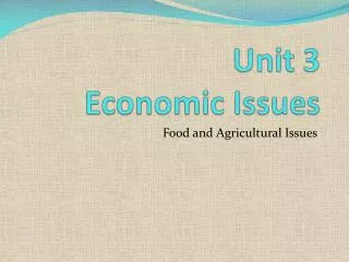 Unit 3 Economic Issues