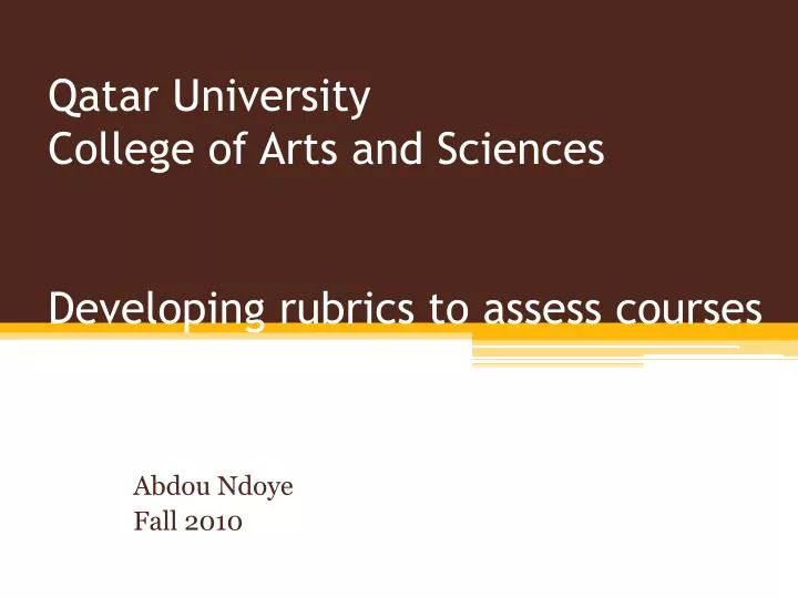 qatar university college of arts and sciences developing rubrics to assess courses