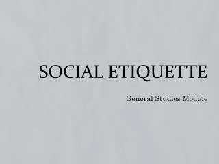 Social Etiquette