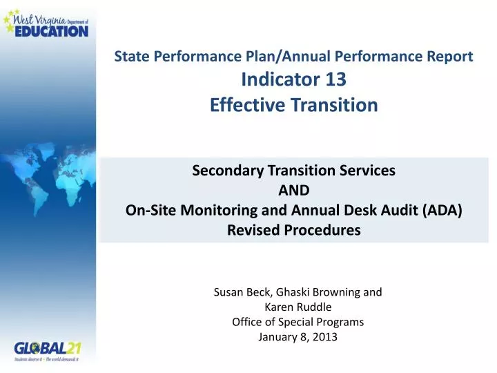 state performance plan annual performance report indicator 13 effective transition