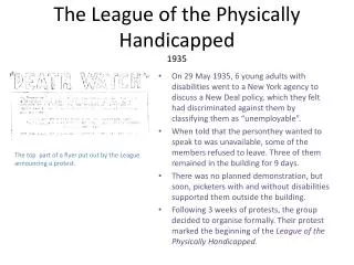 The League of the Physically Handicapped 1935