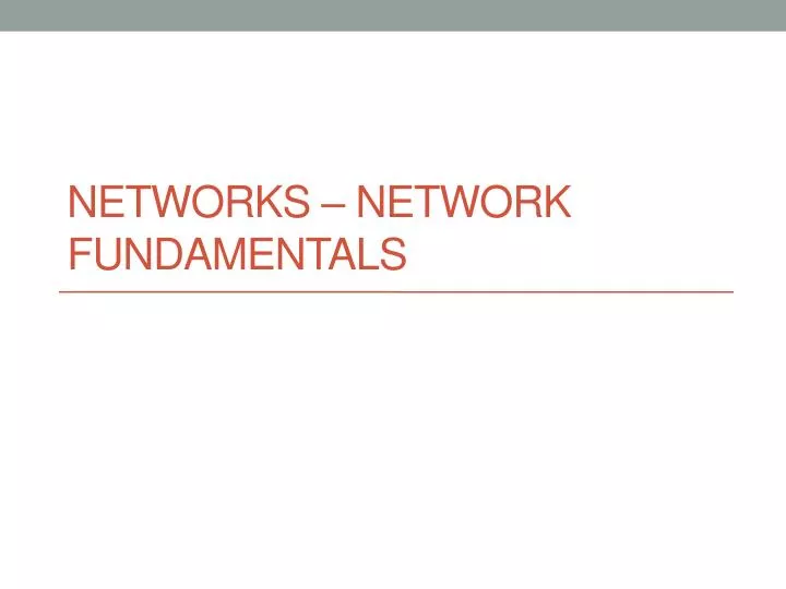 networks network fundamentals