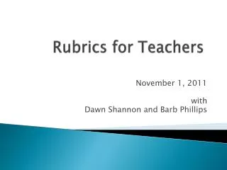 Rubrics for Teachers