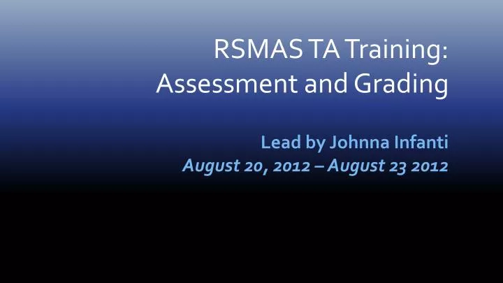 rsmas ta training assessment and grading