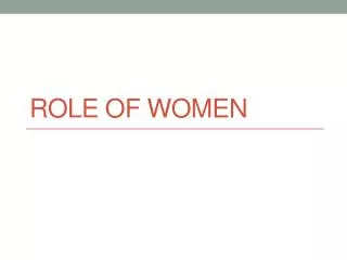 Role of women