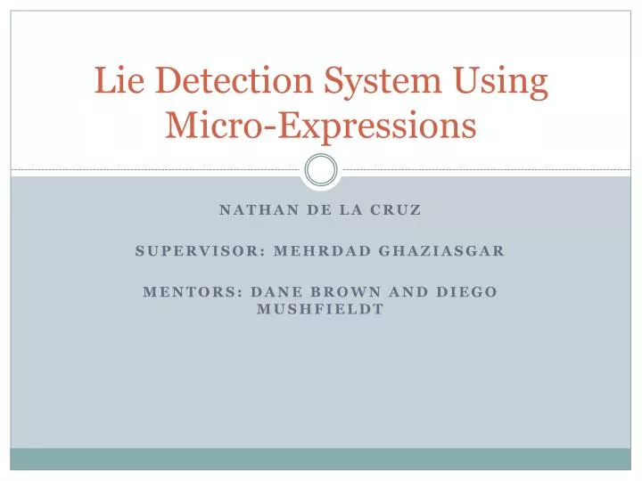 lie detection system using micro expressions