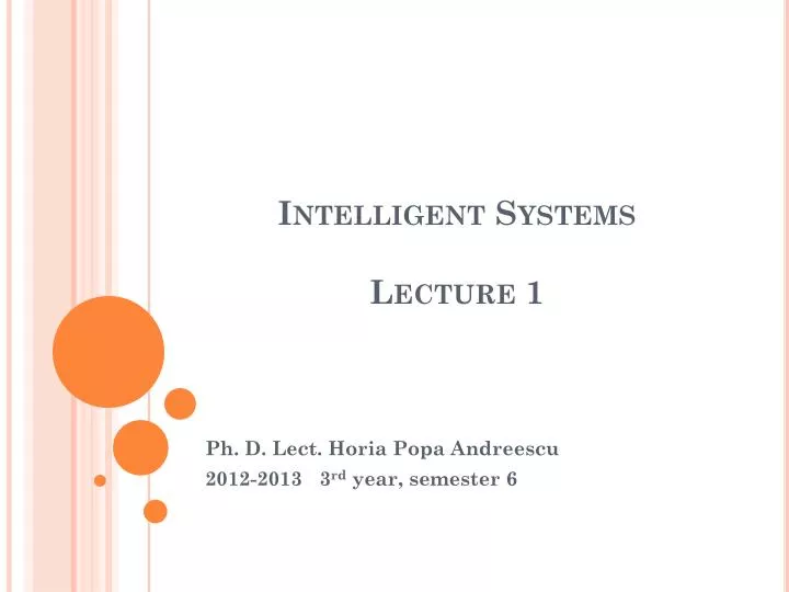 intelligent systems lecture 1