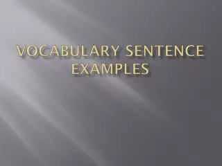 Vocabulary Sentence Examples