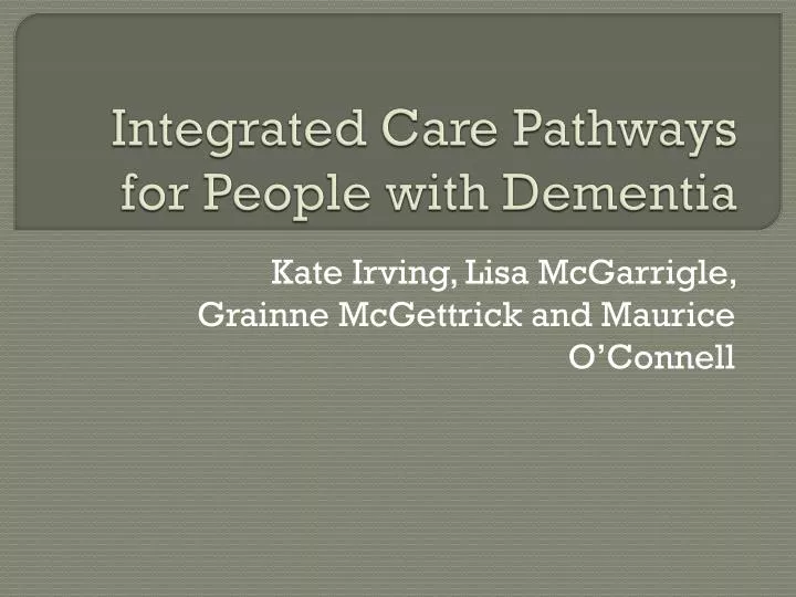 integrated care pathways for people with dementia