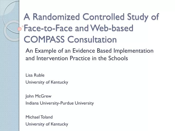 a randomized controlled study of face to face and web based compass consultation