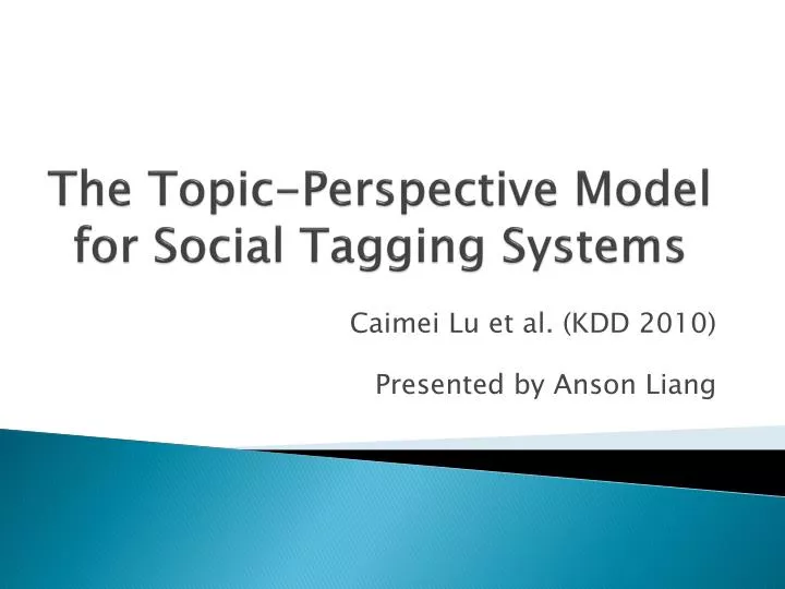 the topic perspective model for social tagging systems
