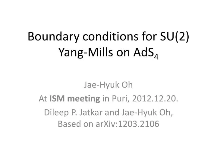 boundary conditions for su 2 yang mills on ads 4