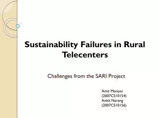 Challenges from the SARI Project