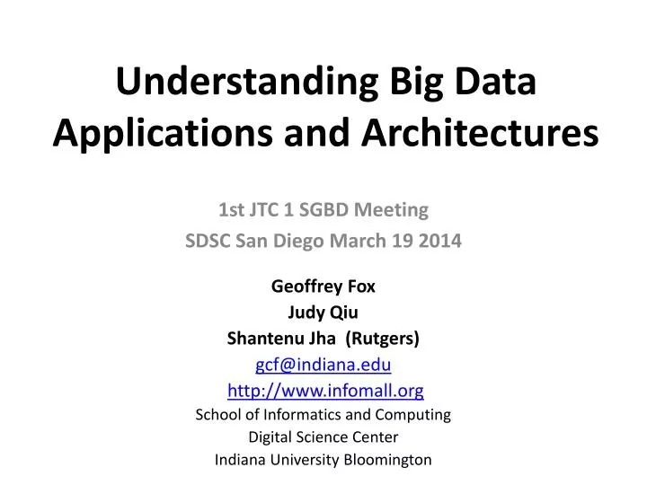 understanding big data applications and architectures