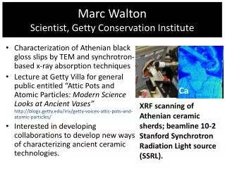 Marc Walton Scientist, Getty Conservation Institute