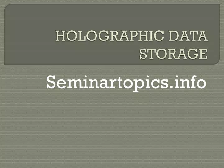 holographic data storage