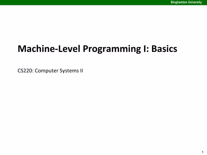 machine level programming i basics cs220 computer systems ii
