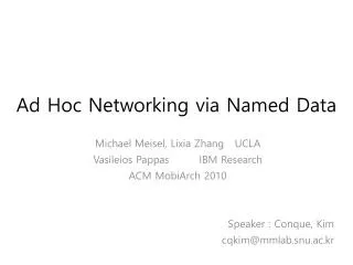 Ad Hoc Networking via Named Data
