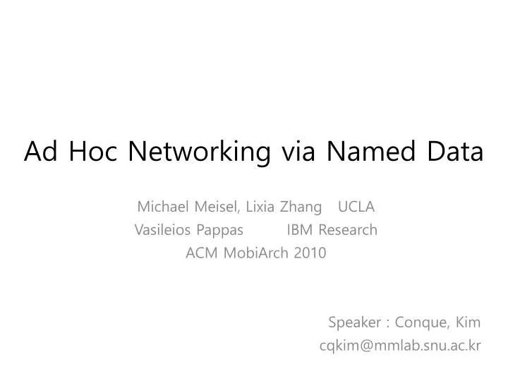 ad hoc networking via named data