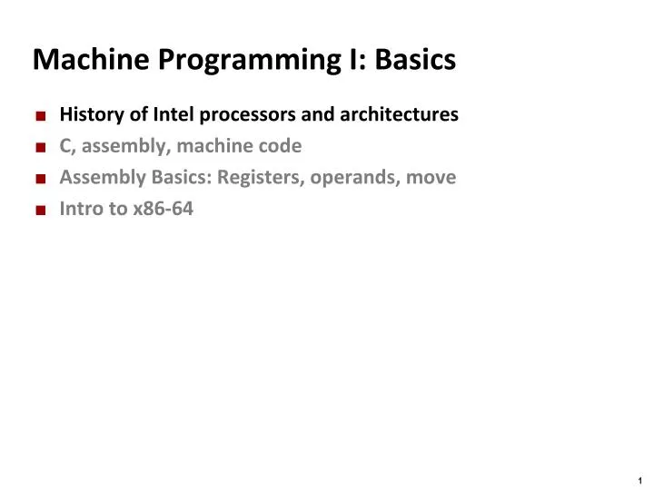 machine programming i basics