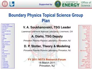 Boundary Physics Topical Science Group Plan