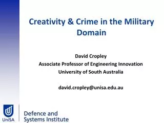 Creativity &amp; Crime in the Military Domain
