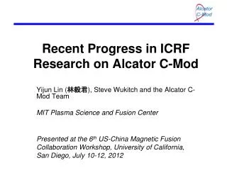 Recent Progress in ICRF Research on Alcator C-Mod