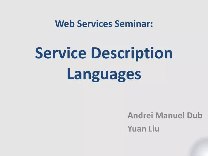 web services seminar service description languages