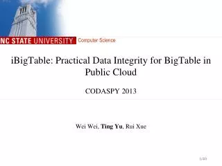 iBigTable : Practical Data Integrity for BigTable in Public Cloud CODASPY 2013