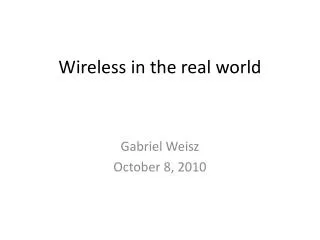 Wireless in the real world