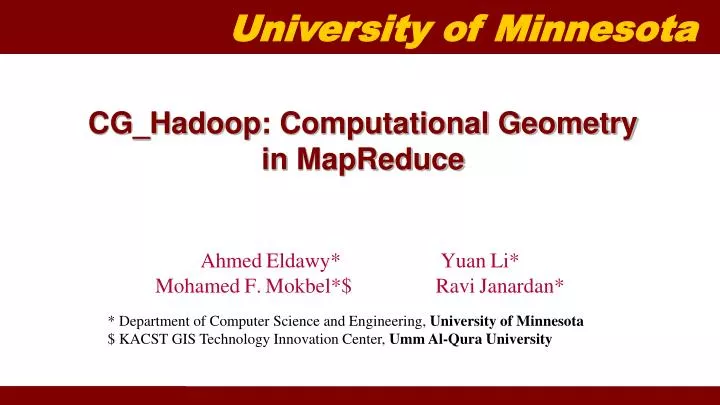 cg hadoop computational geometry in mapreduce