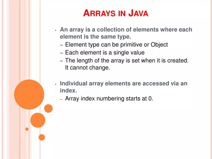 arrays in java