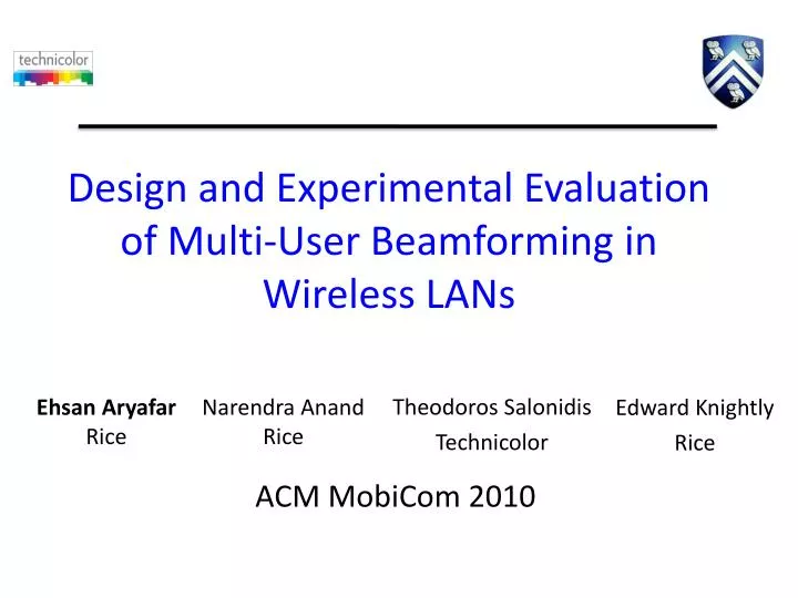 design and experimental evaluation of multi user beamforming in wireless lans