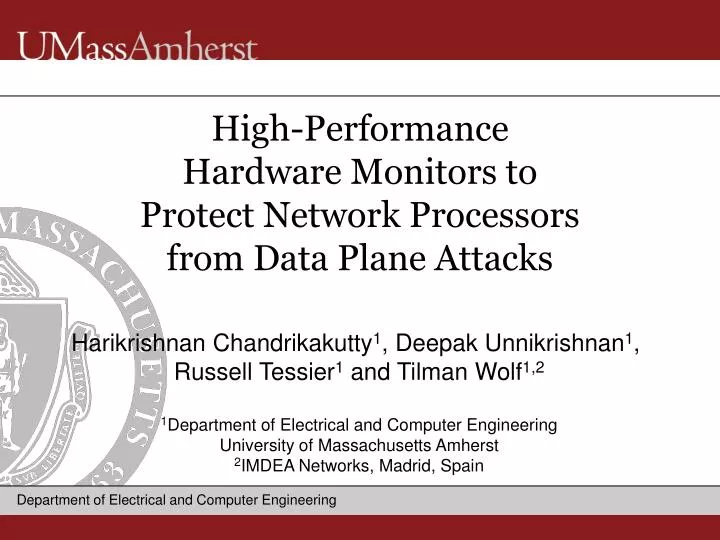 high performance hardware monitors to protect network processors from data plane attacks