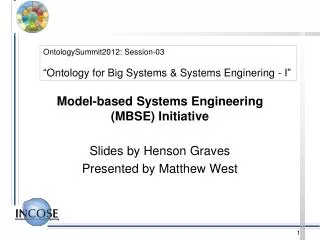 Model-based Systems Engineering (MBSE) Initiative