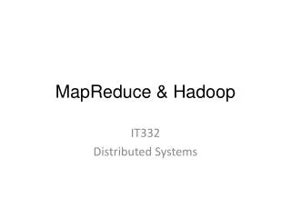 MapReduce &amp; Hadoo p