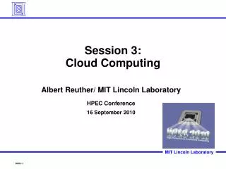 Session 3 : Cloud Computing