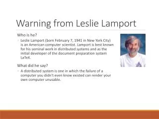 Warning from Leslie Lamport